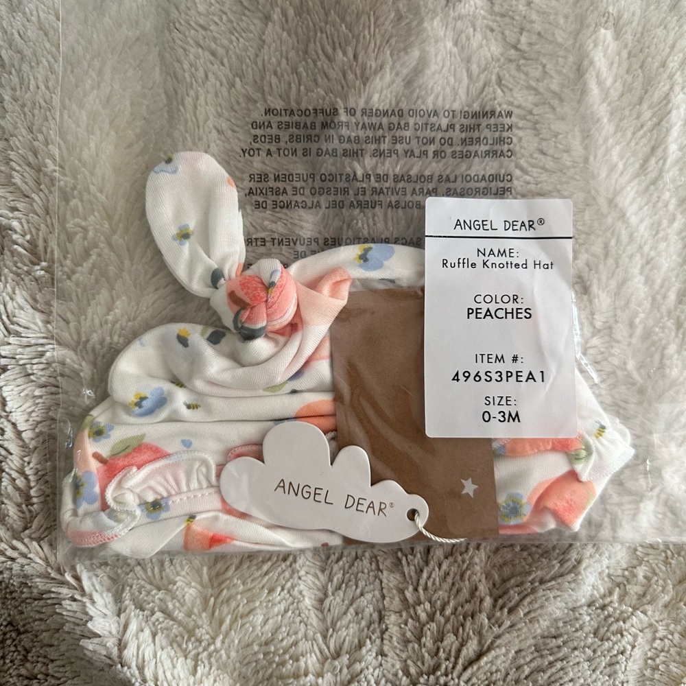 💙$5 FLASH SALE BUNDLE ONLY💙 Angel Dear Viscose Bamboo Knotted Hat NWT 0-3M - Picture 2 of 2
